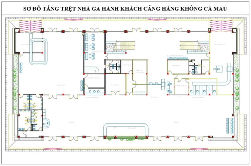 Sơ đồ tầng trệt nhà ga hành khách sân bay Cà Mau 
